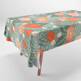 Floral wandering - retro flower bouquet - turquoise and orange Tablecloth