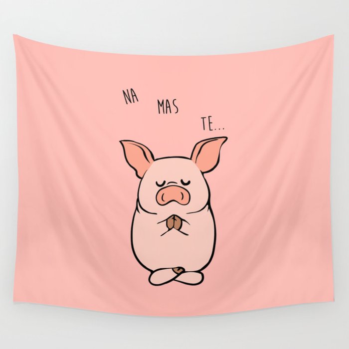 NAMASTE Pig Wall Tapestry