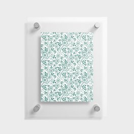 Green Blue Eastern Floral Pattern Floating Acrylic Print