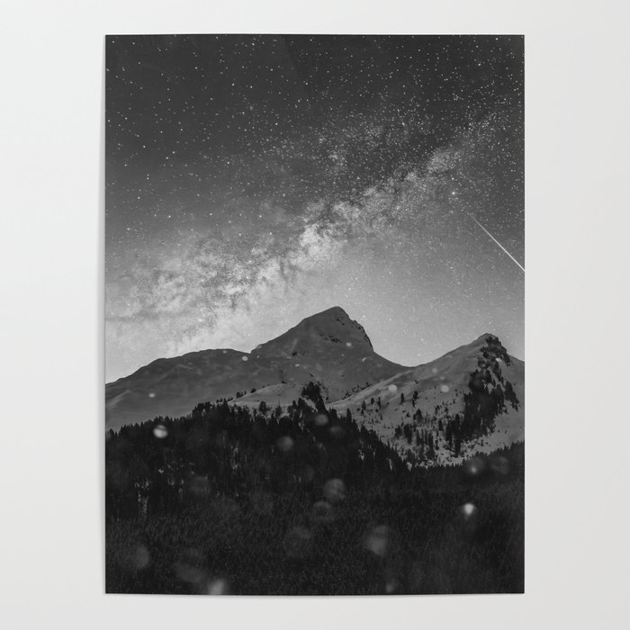 The Mountains - Black & White Poster
