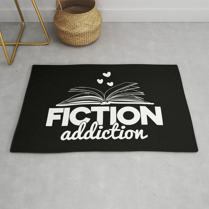 Fiction Addiction Bookworm Reading Quote Saying Book Design Rug