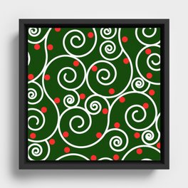 Curl lines art- Christmas colors Framed Canvas