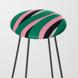 Pop Swirl Wavy Abstract Line Pattern Green Pink Black Counter Stool