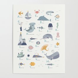 Ocean sea life alphabet  Poster