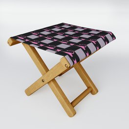 Blue And Black Buffalo Plaid,Blue And Black Plaid,Pink Cat Pattern, Folding Stool