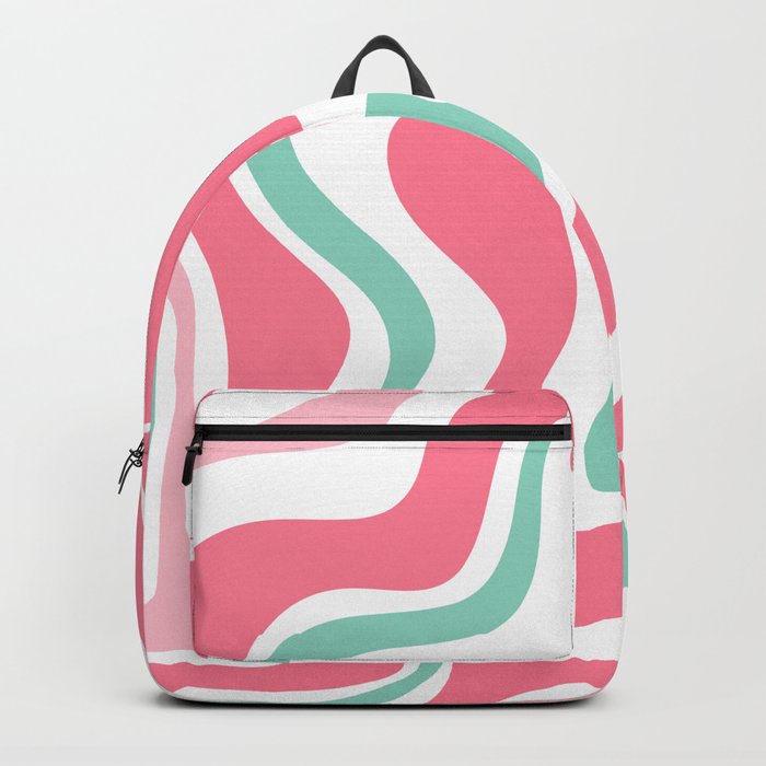 Retro Liquid Swirl Abstract Pattern in 80s Pink Teal White Backpack