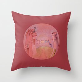 Houses in the sunset Throw Pillow