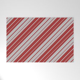 [ Thumbnail: Grey & Brown Colored Stripes Pattern Welcome Mat ]