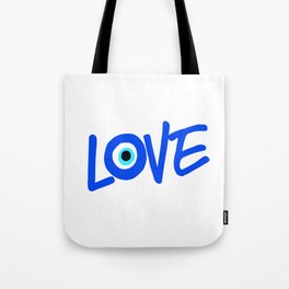 LOVE Greek Eye Design Tote Bag