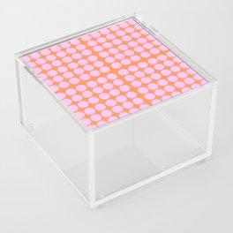 Pink On Orange Polka Dots Retro Modern Abstract Pattern Acrylic Box