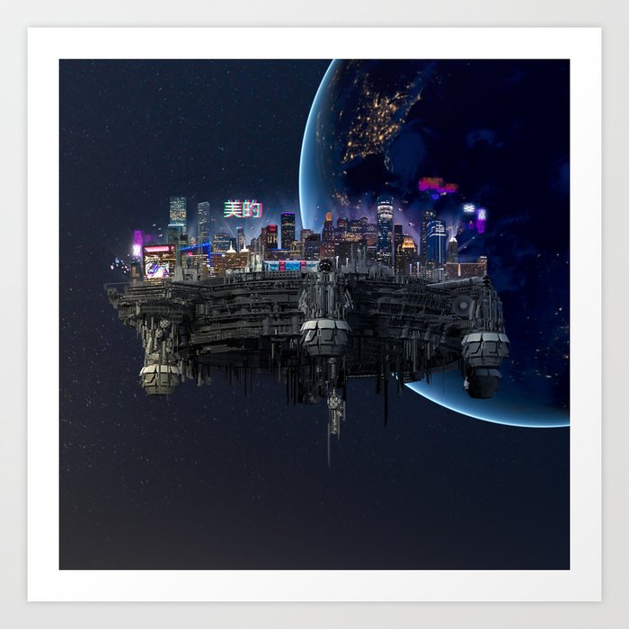 The Space City | Spaceship Art Print