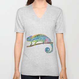 Watercolor chameleon V Neck T Shirt