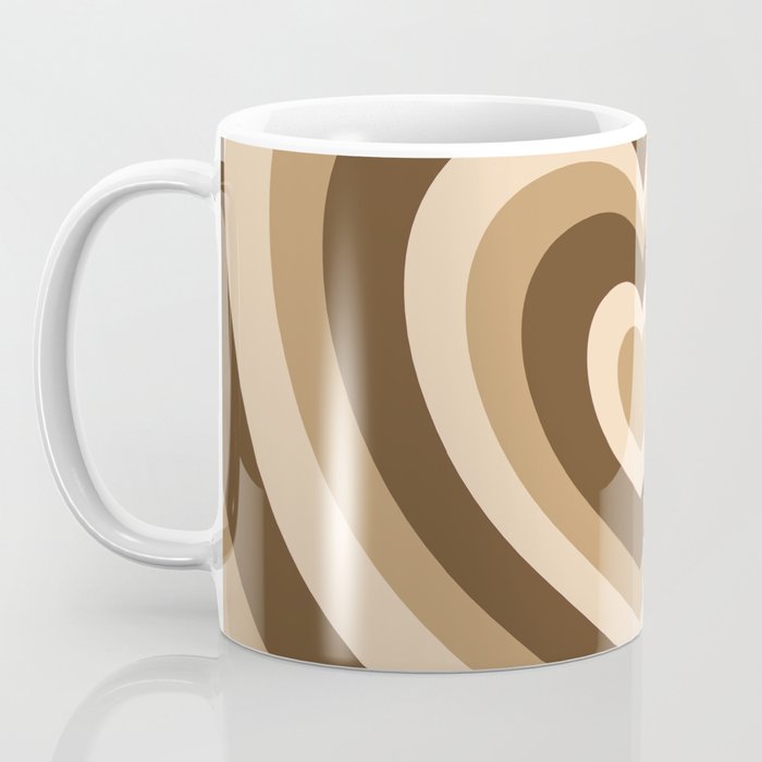 Aesthetic Hypnotic Brown Hearts Coffee Mug by Simple Decor - 11 oz