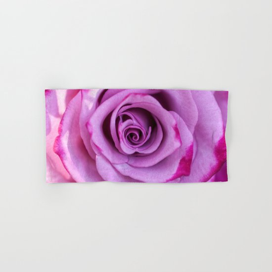 Heart of a rose I - Pink and purple Roses flowers Hand & Bath Towel