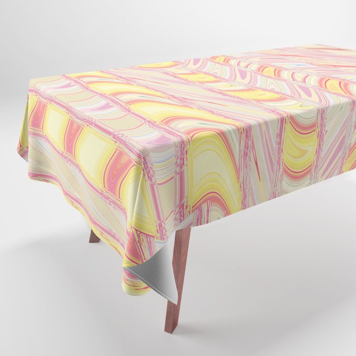 Rose And Yellow Waves Abstract Tablecloth
