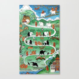 Taming The Elephant Mind Buddhist Path of Samatha Tibetan Painting Canvas Print