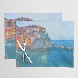 cliff in Italy impressionism painted realistic scene Placemat