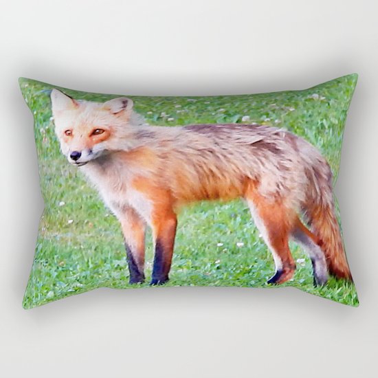 Red Fox in a Yard Rectangular Pillow