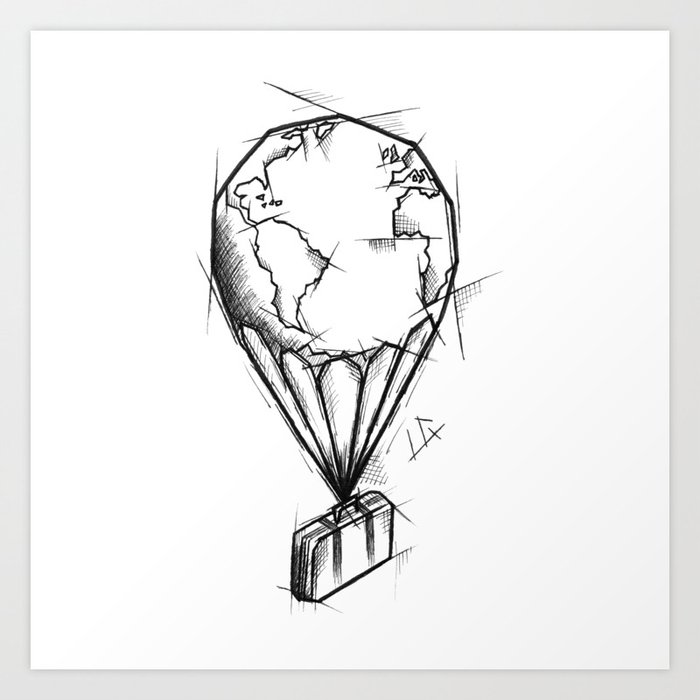 Balloon Handmade Drawing Made In Pencil Charcoal And Ink Tattoo