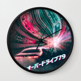 Overdrive79 Wall Clock | Neonnight, Drift, Synthwave, Tokyodrift, Japan, 80S, Gosling, Outrun, Arcade, Fast 