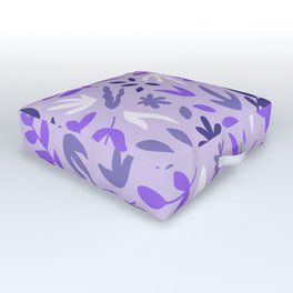 Violet Floral Cutouts - Mid Century Modern Abstract Outdoor Floor Cushion