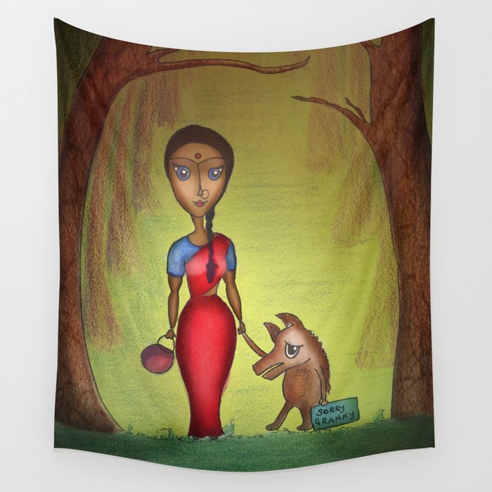 Red Riding Hood and the Little Bad Wolf Wall Tapestry