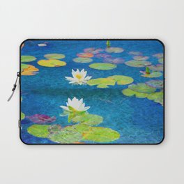 white waterlily painted impressionism style Laptop Sleeve
