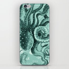Octopus Green Monochrome Vintage Map Watercolor Nautical iPhone Skin