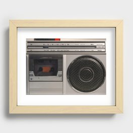 Retro outdated portable stereo radio cassette recorder from 80s. Vintage     Recessed Framed Print