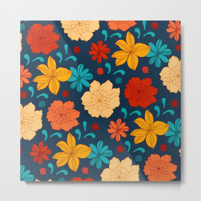 Colorful flower pattern Metal Print