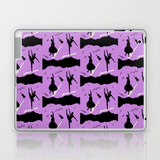 Two ballerina figures in black on violet paper Laptop & iPad Skin