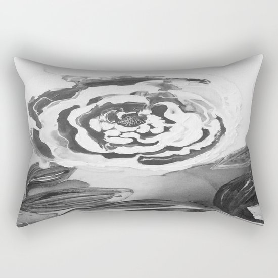 Mother's Day Roses Silver Year Black and White Rectangular Pillow