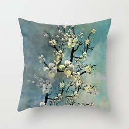 Cherry Blossom Watercolour Throw Pillow