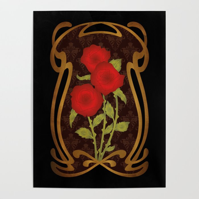 Art Nouveau Rose Poster