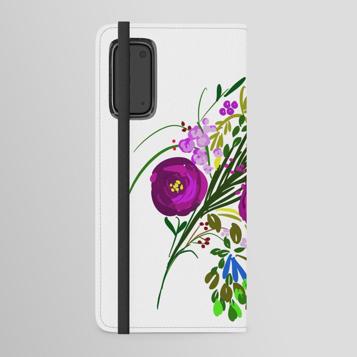 Floral pink flowers tropical loose watercolor  Android Wallet Case