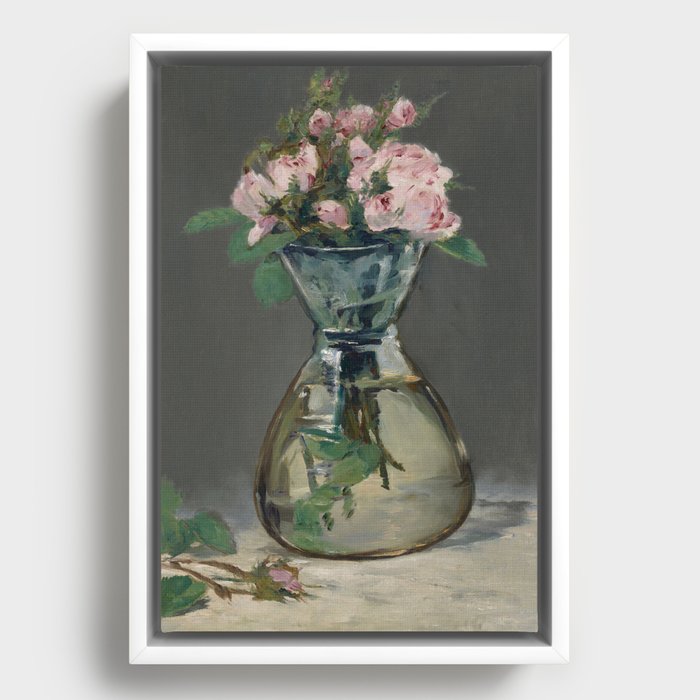 Moss Roses in a Vase, 1882 by Edouard Manet Framed Canvas