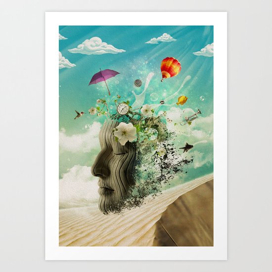 Meditation Yoga ART Surreal Modern Painting Art Print