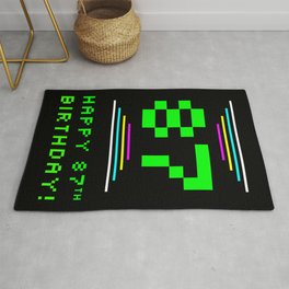 [ Thumbnail: 87th Birthday - Nerdy Geeky Pixelated 8-Bit Computing Graphics Inspired Look Rug ]