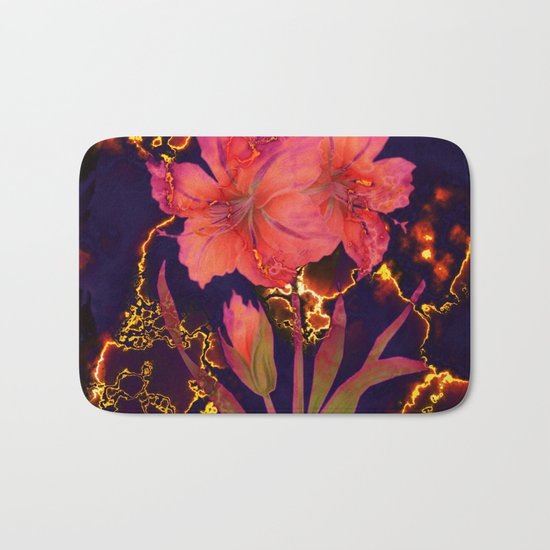 luminous amaryllis Bath Mat
