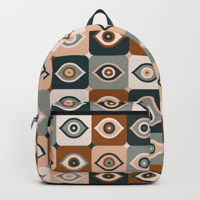 Checkered Retro Eyes – Teal & Mint Backpack