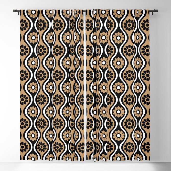 Retro 1970's Style Seventies Vintage Brown Pattern Blackout Curtain