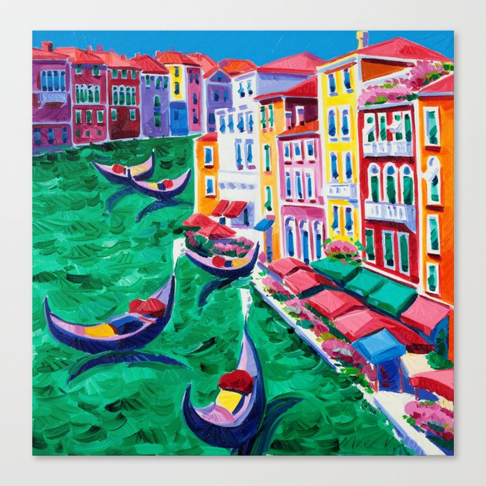 Oil painting of beautiful Venice, Italy on canvas. Modern Impressionism Canvas Print