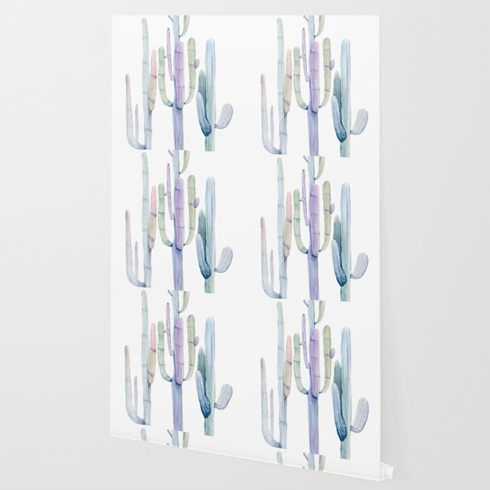 Minimalist Cactus Drawing Watercolor Painting Turquoise Cacti Wallpaper By Naturemagick Society6