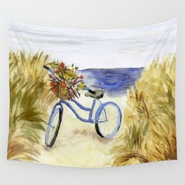 Vintage Bike on the Beach Wall Tapestry