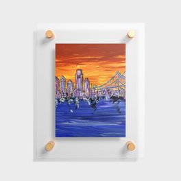 Ben Franklin Bridge Sunset Floating Acrylic Print