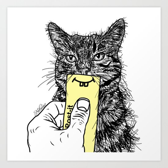 Cat Emoji - P0st it with a smile Art Print