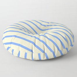 [ Thumbnail: Cornflower Blue & Bisque Colored Pattern of Stripes Floor Pillow ]