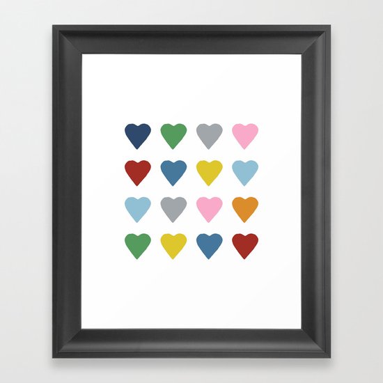 16 Hearts Framed Art Print