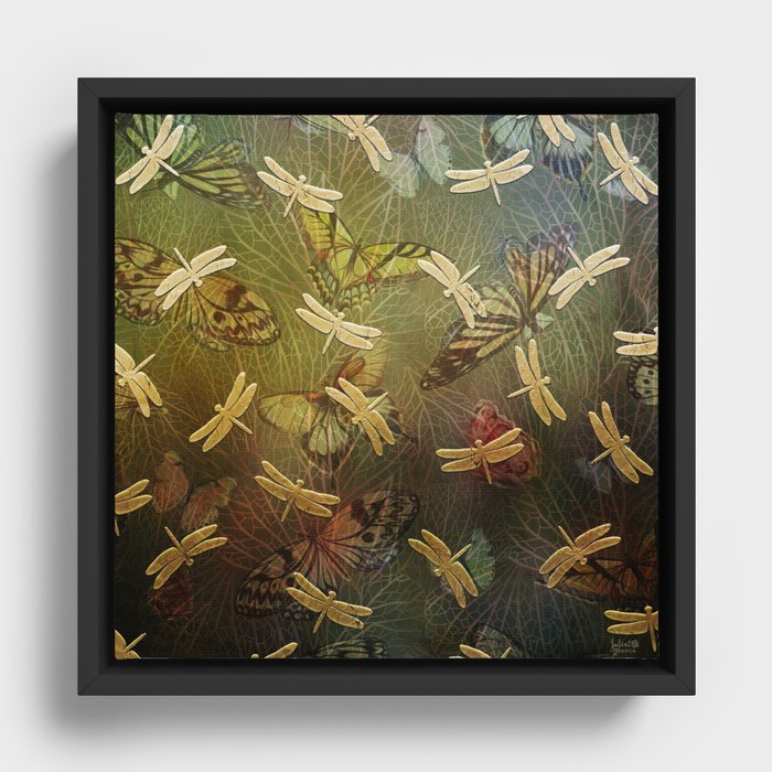 Lively Garden Pattern Framed Canvas