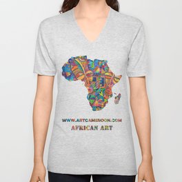 The Happy Villagers IV painting of traditional African village life V Neck T Shirt